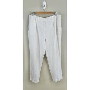 Calvin Klein Women’s White Linen Pants Lined Career Wear Flat Front Sz‎ 16